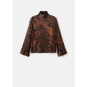 MANGO - Paisley-print satin blouse burnt orange - 4 - Woman